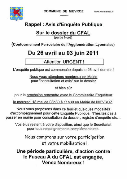 Attention Enqute Publique CFAL